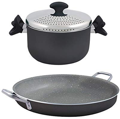 Set San Ignacio Gourmet - Olla para pasta 20cm + Paellera 36cm, aluminio prensado, aptas para inducción