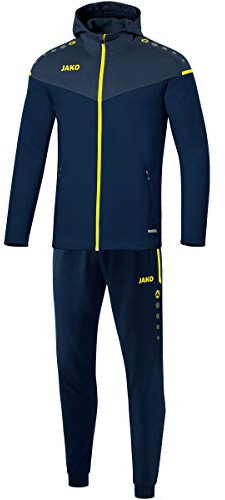 Jako Herren Trainingsanzug Polyester Champ 2.0 mit Kapuze, Marine/Darkblue/Neongelb, M, M9420