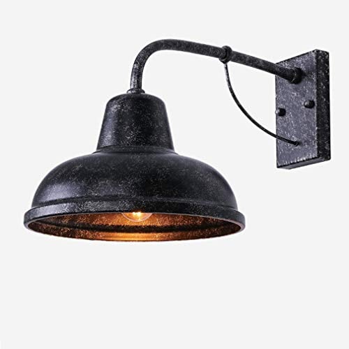 HKLY Rustikale Wandaußenleuchte, IP65 Wasserdichte Außen-Wandleuchte Retro Vintage Industrielampe Schmiedeeisen Wandlampe für Outdoor & Garten, 1 Flammig, E27, A++,Antique silver