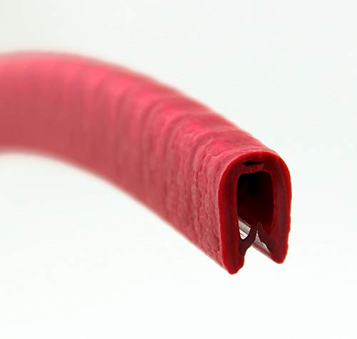 KS1-2RR Kantenschutzprofil von SMI-Kantenschutzprofi - PVC Gummi Klemmprofil - Klemmbereich 1-2 mm - Stahleinlage - Kantenschutz - Rubin-Rot - einfache Montage, selbstklemmend ohne Kleber (3 m)