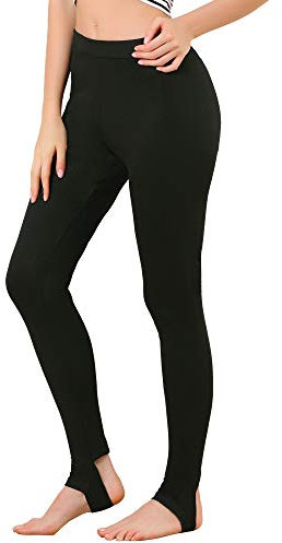 Allegra K Damen-Leggings, elastischer Bund, Fitnessstudio, Yoga, weiche Baumwolle, Weihnachten, Steigbügelhose, Schwarz, S
