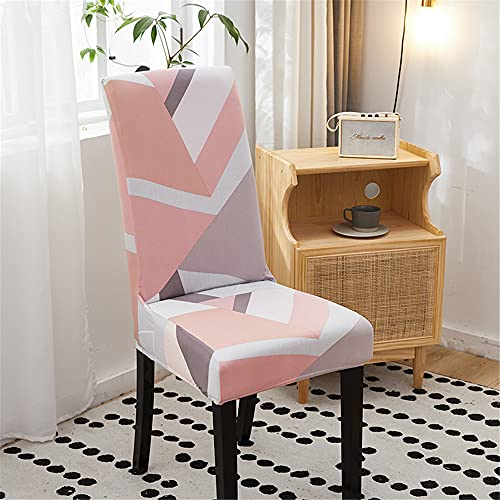 Morbuy Elastische Stuhlhussen Modern Bedruckter Stuhlbezug Set, Universal Stuhl Husse aus Stretch Spandex für Hochzeit Weihnachten Bankett Hotel Dekoration (1 Stück,Rosa Geometrie)