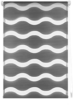 Blindecor - Luna doppelrollo klemmfix ohne bohren - duo rollo klemmfix Anthrazit - 140 x 150 cm (Breite x Länge) Stoffgröße 137 x 145 cm