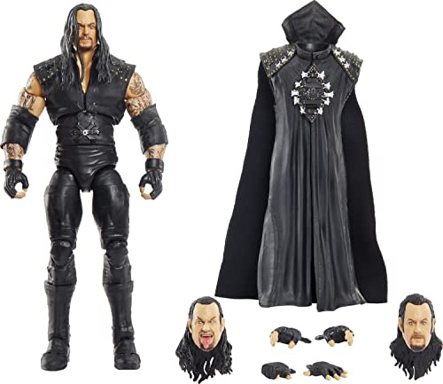 WWE Ultimate Edition Undertaker Actionfigur, 15,2 cm Sammlerstück mit extra Köpfen, austauschbaren Händen & Wrestlemania XIV Entrance Jacke für Kinder ab 8 Jahren