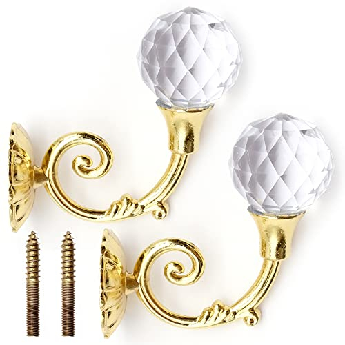 Cisolen 2 ganchos de metal para cortinas, ganchos de pared, ganchos de pared de cristal, retenciones creativas de cristal para montaje en pared, alzapaños para cortinas