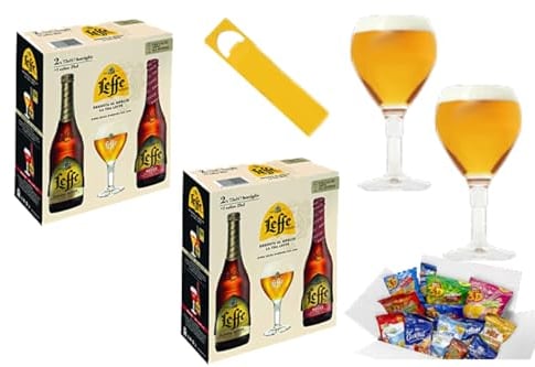 Leffe Birra Blonde e Leffe Rouge, 4 x 750 ml + 2 calici + 1 apri bottiglia
