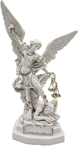 Generico Statua di San Michele cm. 33 in marmo resina con spada e bilancia