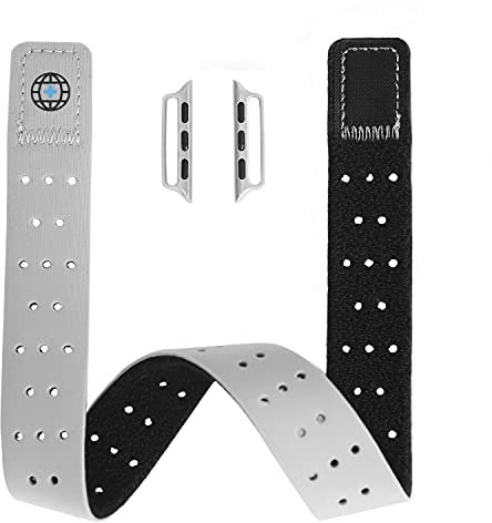 T-TAIMING Healthcare Edition - Brazalete elástico y transpirable de licra plateada y negra para Apple Watch (ultra 49 mm)