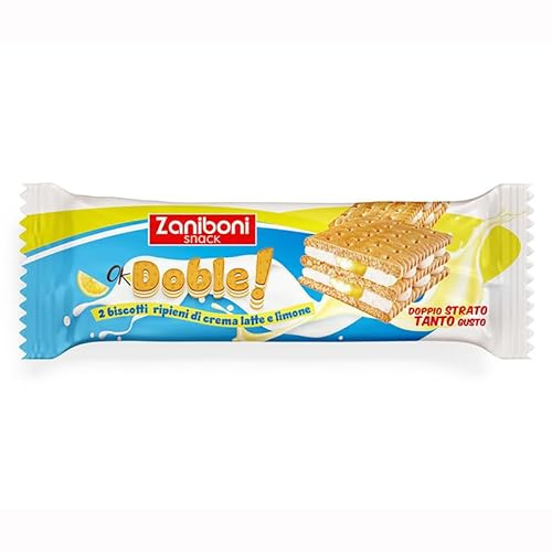 ZANIBONI DOBLE Biscotti Limone con Crema al Limone 36,6g – Confezione da 24 Pezzi