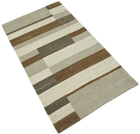 Nepal Teppich Handgeknüpft Grau Beige Compatible with Braun 90X160 cm Wolle Orientteppich N769