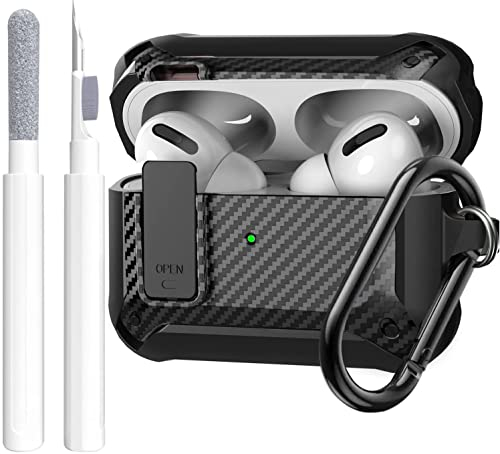 OTOPO für Airpods Pro 2 Hülle Case Verschlussdeckel mit Reinigungsset, Schutzhülle mit Reinigungsstift kompatibel mit Airpod Pro Case, Stoßfeste robuste Case für Air Pod Pro 2nd/1st Ladekoffer Schwarz