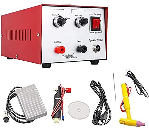 Saldatrice Laser Portatile,300w 30A/50A Saldatrice Punti Regolabile Impulsi Saldatore per Gioielli,Strumenti Artigianali per Metallo,Argento,Platino,Riparazione di Gioielli,Red-50A