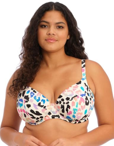 Elomi Swim Party Bay Underwired Plunge Bikini Top (38FF, Multi)