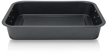 KRÜGER Grill- und Auflaufform Carbon-Stahl - Auflaufform mit Antihaft-Versiegelung - backofenfest bis 240°C - ideal für Braten, Hähnchen, Kartoffeln, Lasagne & zum Überbacken (36 x 26 x 6,5 cm)