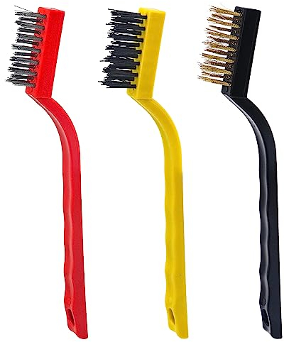 3 Pcs Mini Cepillo de Alambre,Mini Cepillos de Latón, Cepillo Metalico, Cepillos Pequeños de Alambre para Limpiar Escoria de Soldadura, Suciedad Grasa, Óxido y Polvo