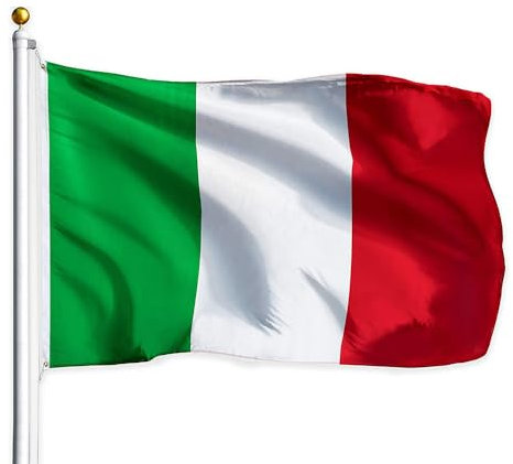 Drapeau Italie - 150x90 cm - Grand Drapeau Italien Polyester Avec œillets Métalliques - Extérieur et Intérieur Coupe du Monde Célébrations Fête Sportif Événement- 5 x 3ft