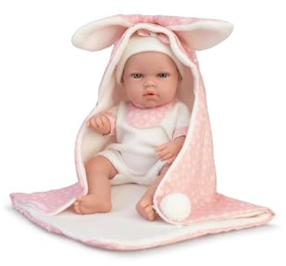 My Sweet Love - Real Baby Girl mit rosa Decke, Neugeborene Babypuppe 33 cm und Harter Körper, gestrickte Kleidung und Accessoires wie Decke mit Ohren, 2 Jahre, Berühmt
