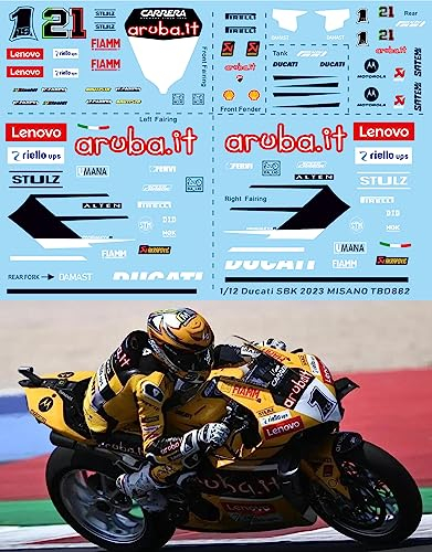 Generisch 1/12 Waterslide Decals für Ducati Panigale V4 SBK Misano 2023 Bautista Rinaldi TB Decal TBD882