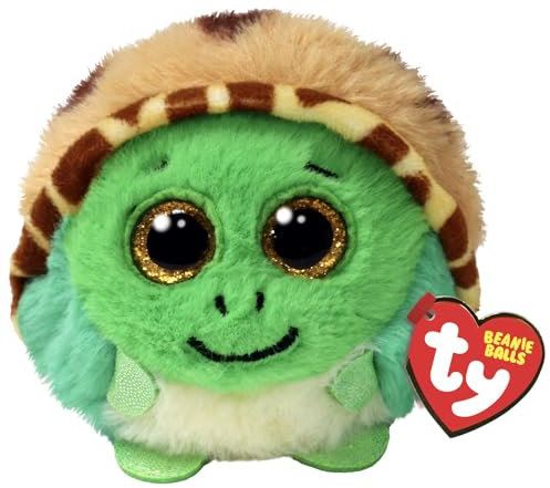 Ty Beanie Balls – Cruiser die Schildkröte mit den goldenen Glitzeraugen, weiche und runde Plüschtiere zum Sammeln – 8 cm – T42549
