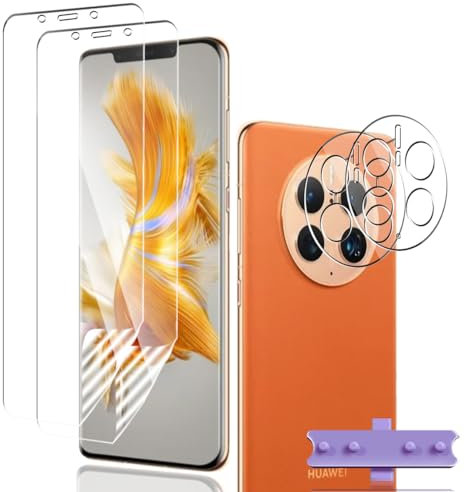 Phlleyaa Protection Décran Pour Huawei Mate 50 Pro Film Flexible TPU 2 Pièces + Caméra Arrière Protecteur 2 Pièces,sans Bulles/Anti-Rayures/Facile à Installer Pour Huawei Mate 50 Pro Verre Trempé