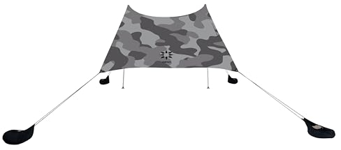 Neso Tenda da spiaggia con ancoraggio a sabbia, protezione solare portatile, 2,1 x 2,1 m, angoli rinforzati brevettati (camoscio grigio)