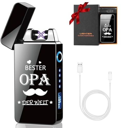 KIPIDA Lichtbogen Feuerzeug Elektrisch, Personalisiert Mit Gravur, USB Elektro Feuerzeug, Geschenke für Männer, Opa, Papa - Geburtstagsgeschenk