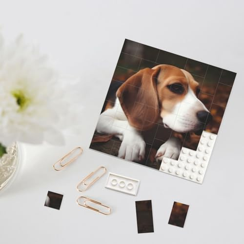Baustein-Puzzle Personalisierte Bausteine Quadratisch geformte Puzzles Niedlicher Beagle Baustein Ziegelblock für Erwachsene Block Puzzle für Wohnkultur 3D Brick Puzzle Bricks Fotorahmen
