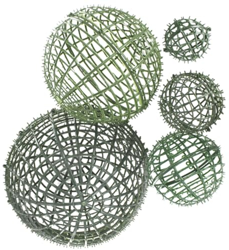 ABOOFAN Künstlicher Buchsbaum-Topiary-Kugelkäfig 5 Stück Kunststoffkränze Kugeln Kreisformen Pflanzengitter Künstlicher Grüner Kugelrahmen Stützkäfig Blumenregalhalter Für Den