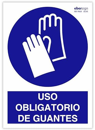 EberSign | Señal de Obligación Uso Obligatorio de Guantes Normativa ISO (A3)