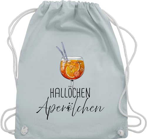 Turnbeutel Rucksack - Hallöchen Aperölchen I Aperol Spritz Mädelsabend I Aperol Spritz Geschenk - Unisize - Pastell Blau - turnsackerl stoffbeutel alkohol kamelle beutel karneval und fasching