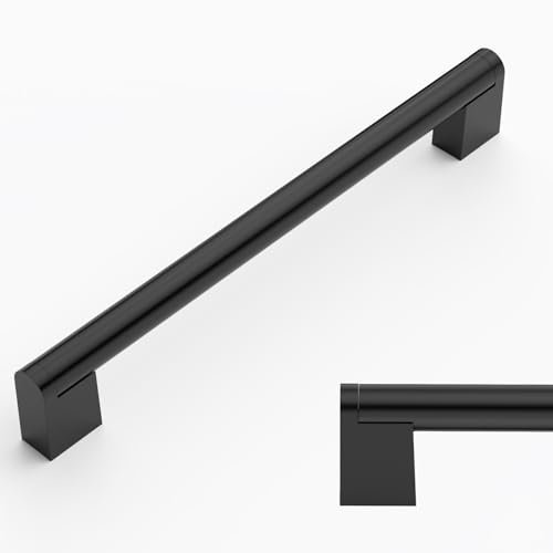 Amerdeco 10 Pack Matte Black Cabinet Pulls 7.5 Inch(192mm) Hole Centers Kitchen Cabinet Handles Cabinet Hardware Cupboard Handles Drawer Pulls AM004