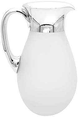 Brillibrum Design Glass Jug 1 Litre with Real Silver Jug Made of Crystal Glass Wine Jug Juice Jug Decanter Water Carafe with Fine Silver Rim (Matt, 1 Litre)