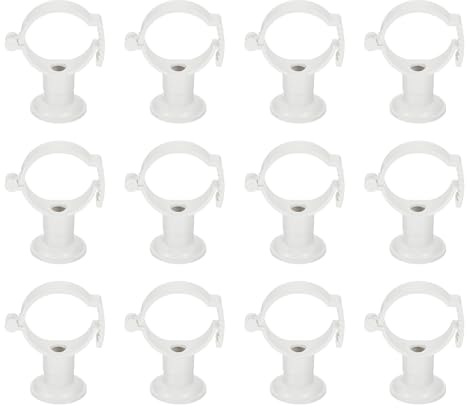 QUARKZMAN 12 Stück PVC Rohrschellen mit Basis für Rohrverbindungen Weiß | verstellbare Kunststoff Rohrhalterung Klemme Wasserrohrstütze, passend für 32-50mm Außendurchmesser Rohre