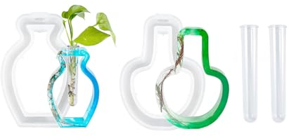 Xidmold Pflanzenvermehrungsstation Vase Silikonformen, Stabkerzen Kerzenhalter Silikonform, Blumenvase Epoxidharz Pflanzgefäß Gießformen mit 2 Reagenzgläsern, für Hydrokulturpflanzen