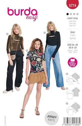 burda easy Schnittmuster Damen Shirt 3 Ärmellängen Gr. 34-48