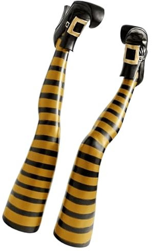 Luwecf Ein Paar Böser Beine Deko für Halloween Partys Im Freien, Gelb Schwarz Streifen