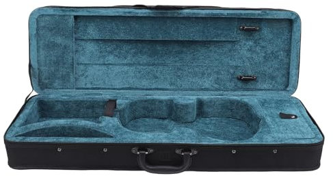 1/2 Violin-Reisekoffer, Samtfutter, Mehrere Taschen, Violin-Aufbewahrungstasche, Tragbare Violin-Tragetasche mit Verstellbaren Schultergurten und Reinigungstuch (schwarz)