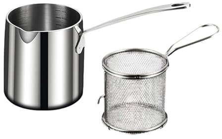 Baoblaze Fritteuchsenkochtopf mit Edelstahl Fritteuskorb French Fries Kocher Kleiner Friteuse mit für Camping -Heimküche