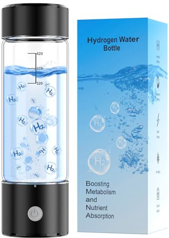 MOVOCA Upgrade Hydrogen Water Bottle, 3Min 2200PPB Rapid Hydrogen Water Generator -SPE PEM Tech, 14OZ Portable Hydro Water Machine, Health Care Gifts for Husband, Wife, Family, Friends, Travel