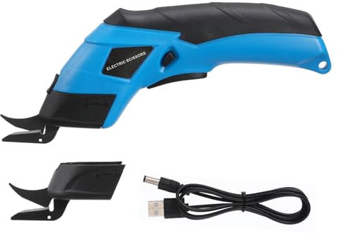 Lurrose Elektrische Stoffschere Wiederaufladbar Und Kabellos Mit Robusten Manganstahlklingen Für Schnelles Schneiden Von Stoff Karton Und Teppichen Ergonomisch Geformter Handgriff Für