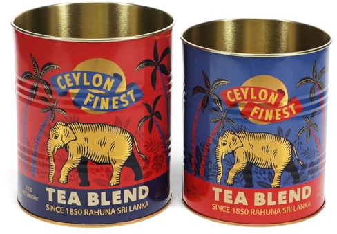 Rex London Ceylon Finest Storage Tins Set of 2 - Decorative Tin, Medium | storage tin, snack tin, can storage, vintage kitchen accessories, retro kitchen accessories, snack canister, retro can