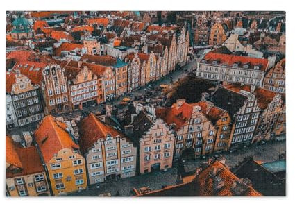 Danzig Holz Puzzles, 1000 Teile Puzzles für Erwachsene, Einzigartige Puzzles, Familienpuzzle