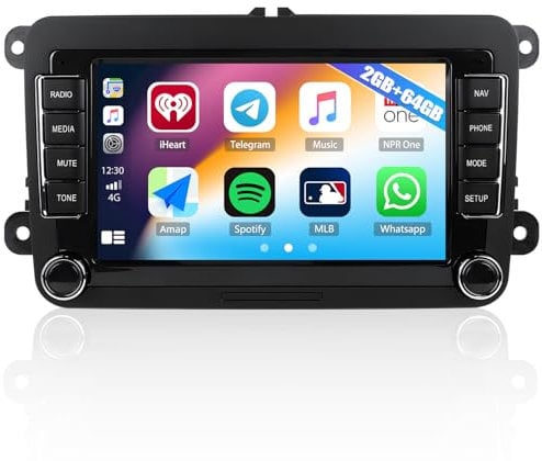 SIXTOP 2G+64G Android 13 Car Stereo for VW Polo Caddy Transporter T5 T6 Golf Tiguan Skoda Octavia Fabia Seat 7 HD Touch Screen Car Radio with Wireless CarPlay Android Auto GPS WIFI RDS FM Bluetooth