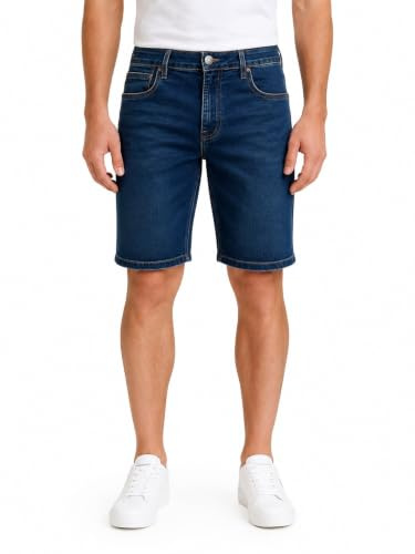 kraftd Mens Stretch Denim Shorts Regular Fit Jeans Shorts Casual Summer Zip Fly Half Pants with 5 Pockets Indigo