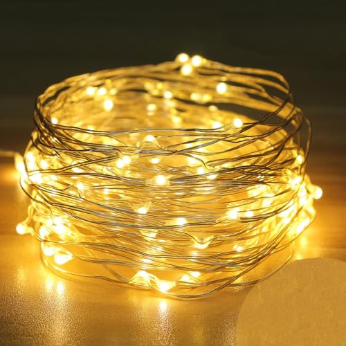 120 LEDs Lichterkette 12 Meter Silbernedraht Kupferdraht Lichterkette für Party, Garten, Hochzeit, Innen Außen