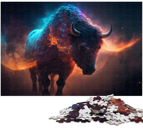 Puzzle mit 1000 Teilen für Erwachsene Bison Puzzle praktisches Spiel ideal für Teenager ab 14 Jahren (Größe 38 x 26 cm)