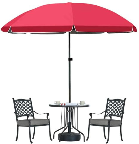 Parasol De Jardin Extérieur Parasol Inclinable Parasol De Balcon Parasol Droit 170/210/250cm Parasol De Marché Parapluie De Table Rond Parasol De Plage Parapluie D'extérieur Sans Pied(Red,2.8m/9.2ft)