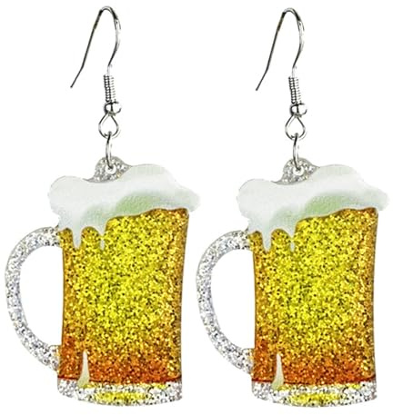Lifelike 3D Beer Mug Drop Earrings for Women, Acrylic Oktoberfest Wine Glass Earrings, Funny Beer Earrings, Creative Party Jewellery, 7.0 Centimeter, Acrylic Metal, Not