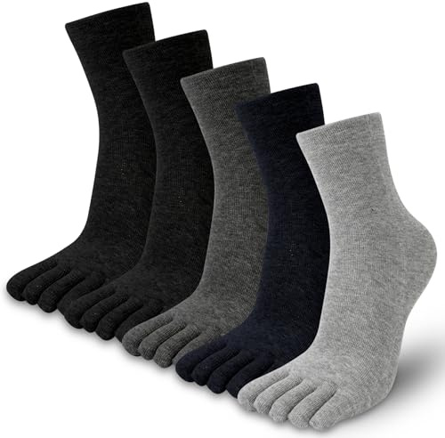 5 Paires Chaussettes 5 Doigts Homme, Chaussettes Doigts de Pied Séparés en Coton, Chaussette de Course à Pied Respirantes, Chaussette Five Fingers EU 39-44