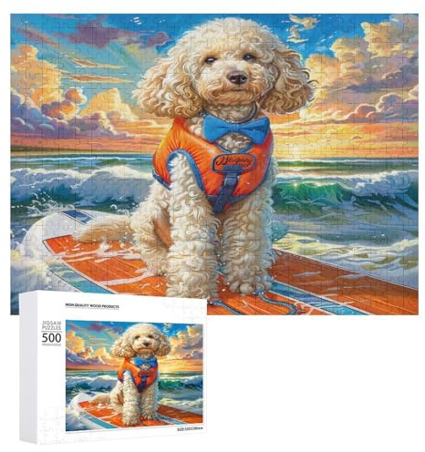 Cremefarbener Pudel 500 Teile Puzzles Erwachsene Und Kinder Haustier Hund Einzigartig Familienbonding Handwerk Stressabbau Geschenkidee Geschicklichkeitsspiel 500 PCS